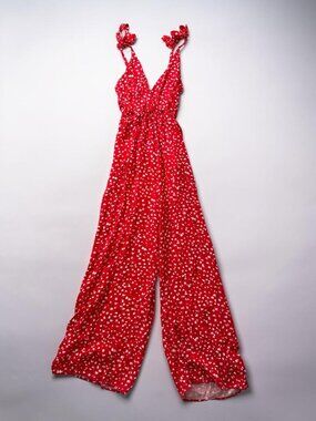 MAAJI Red White Tie Strap Jumpsuit Size Small